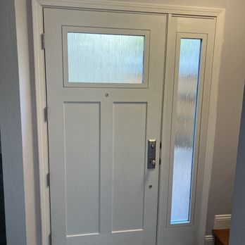 White front entry door installation East Bay